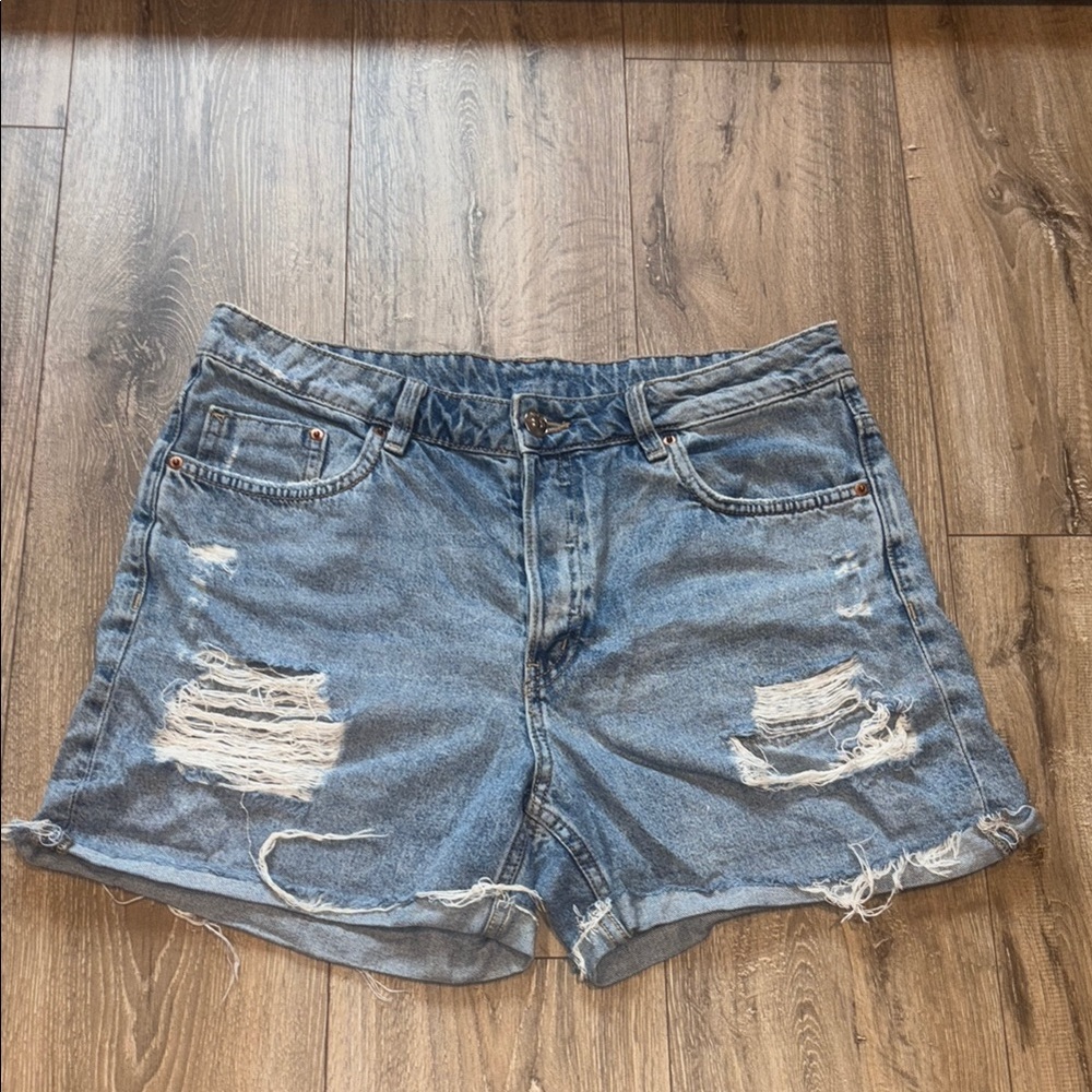 Divided Distressed Jean Shorts